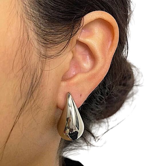 Silver Water Drop Tear Drop Earrings - Picture 1 of 6